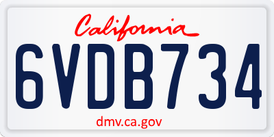 CA license plate 6VDB734