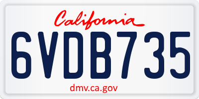 CA license plate 6VDB735