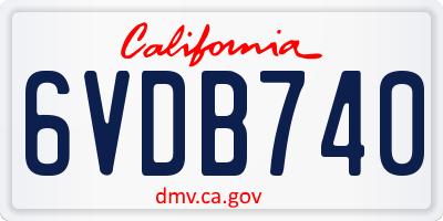 CA license plate 6VDB740