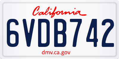 CA license plate 6VDB742