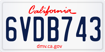 CA license plate 6VDB743