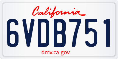 CA license plate 6VDB751