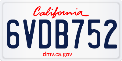 CA license plate 6VDB752