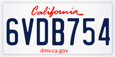 CA license plate 6VDB754