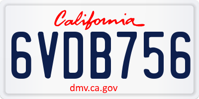 CA license plate 6VDB756