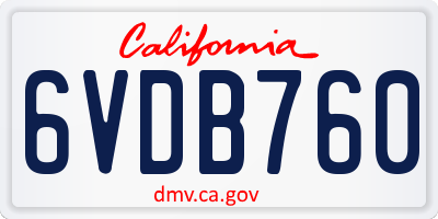 CA license plate 6VDB760