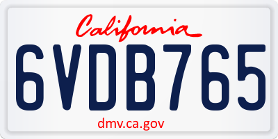 CA license plate 6VDB765
