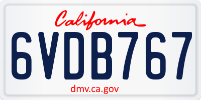 CA license plate 6VDB767
