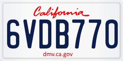 CA license plate 6VDB770