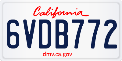 CA license plate 6VDB772