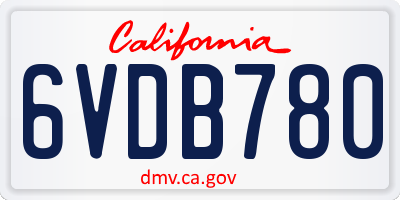 CA license plate 6VDB780