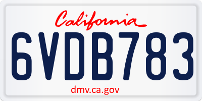 CA license plate 6VDB783