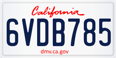 CA license plate 6VDB785