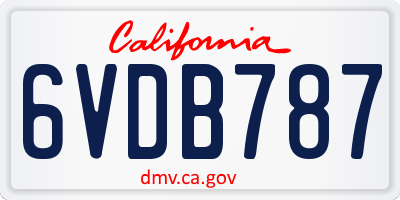 CA license plate 6VDB787