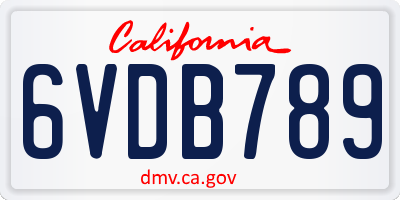 CA license plate 6VDB789