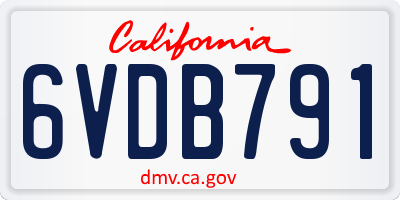 CA license plate 6VDB791