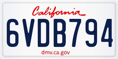 CA license plate 6VDB794