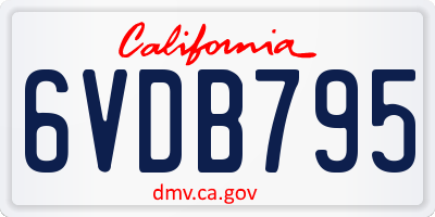 CA license plate 6VDB795