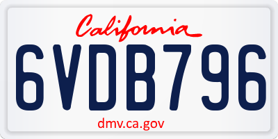 CA license plate 6VDB796