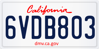 CA license plate 6VDB803