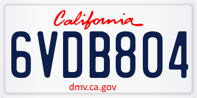CA license plate 6VDB804