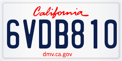 CA license plate 6VDB810