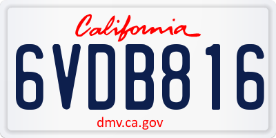 CA license plate 6VDB816