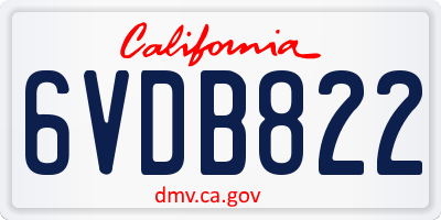 CA license plate 6VDB822
