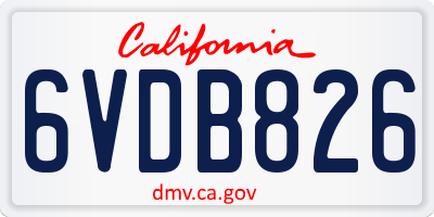 CA license plate 6VDB826