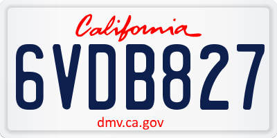 CA license plate 6VDB827