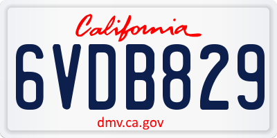 CA license plate 6VDB829