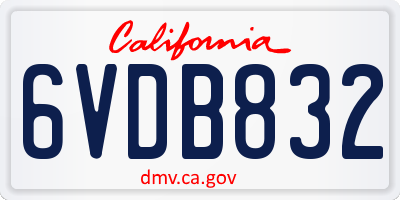 CA license plate 6VDB832