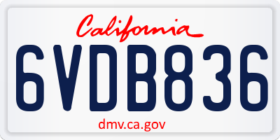 CA license plate 6VDB836