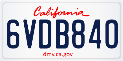 CA license plate 6VDB840