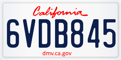 CA license plate 6VDB845