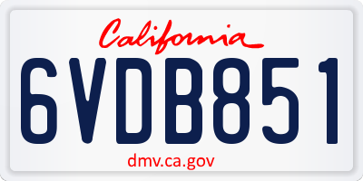 CA license plate 6VDB851