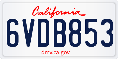 CA license plate 6VDB853