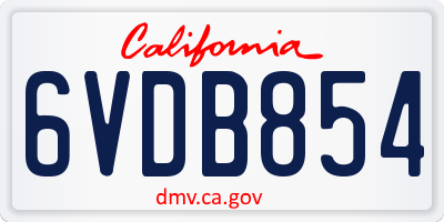 CA license plate 6VDB854