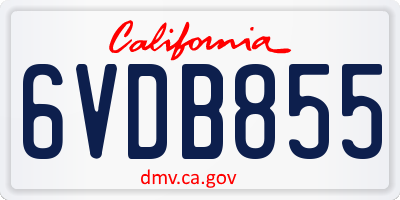 CA license plate 6VDB855