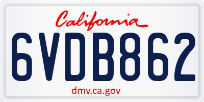 CA license plate 6VDB862