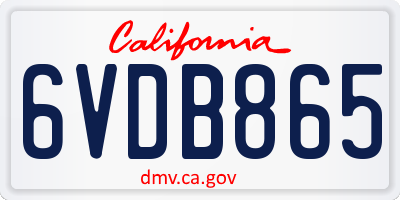 CA license plate 6VDB865