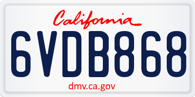 CA license plate 6VDB868
