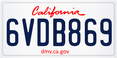 CA license plate 6VDB869