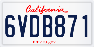 CA license plate 6VDB871