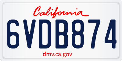 CA license plate 6VDB874