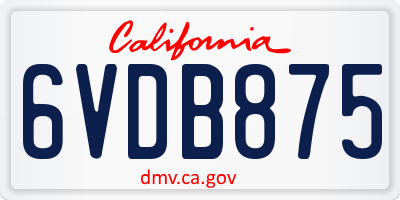 CA license plate 6VDB875