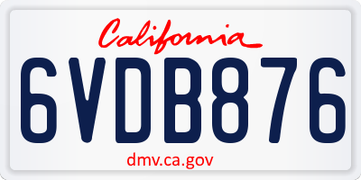 CA license plate 6VDB876