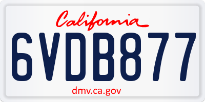 CA license plate 6VDB877