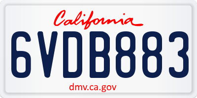 CA license plate 6VDB883