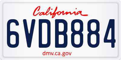 CA license plate 6VDB884